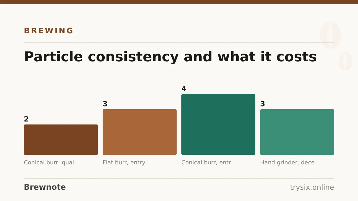 Chart from “How to Grind Coffee Beans”: particle consistency and what it costs